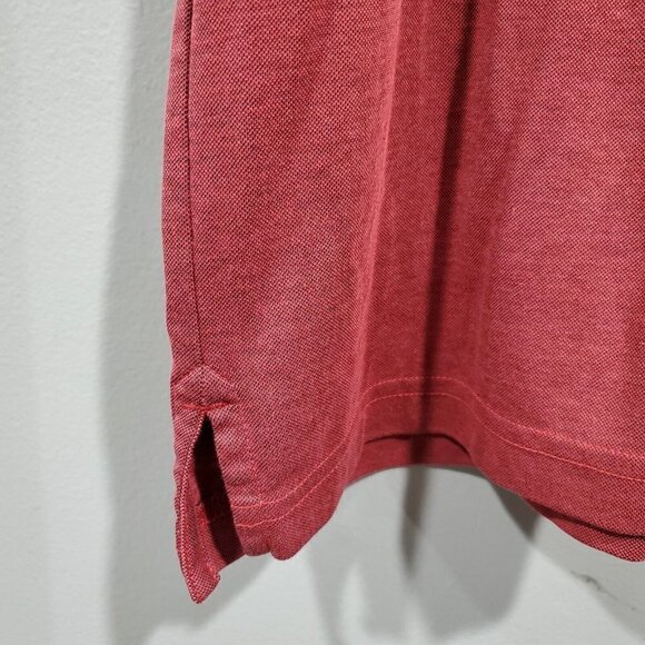 Travis Mathew Polo Shirt Mens XL Burgundy Red Chambray Golf Casual Short Sleeve - Picture 6 of 13